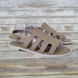 Melissa Boemia Strappy Water Resistant Slingback Sandals Women's Size 9 Taupe